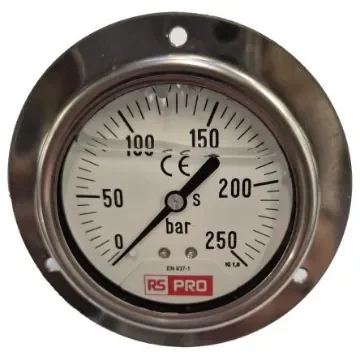 RS PRO BSP 1/4 Analogue Pressure Gauge 250bar Bottom Entry 63mm Outside Diameter - 179992 product image