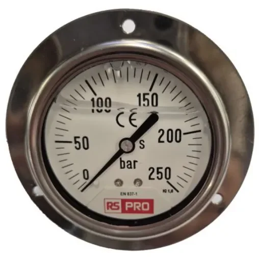 RS PRO BSP 1/4 Analogue Pressure Gauge 250bar Bottom Entry 63mm Outside Diameter - 179992 product image