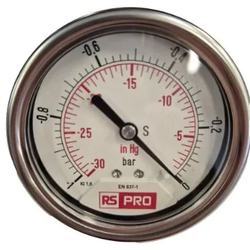 RS PRO BSP 1/4 Analogue Pressure Gauge 0bar Bottom Entry 63mm Outside Diameter - 179994 product image