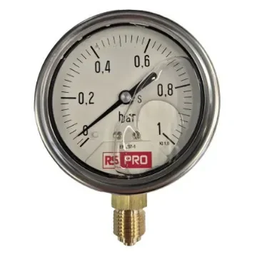 RS PRO BSP 1/4 Analogue Pressure Gauge 1bar Bottom Entry 63mm Outside Diameter - 179999 product image