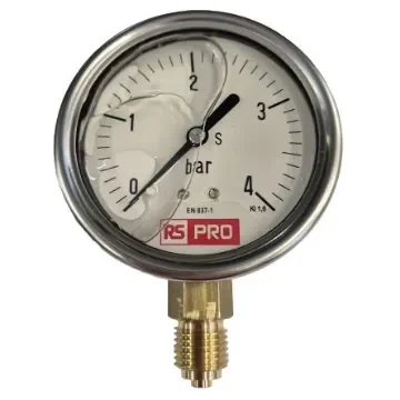 RS PRO BSP 1/4 Analogue Pressure Gauge 4bar Bottom Entry 63mm Outside Diameter - 180001 product image