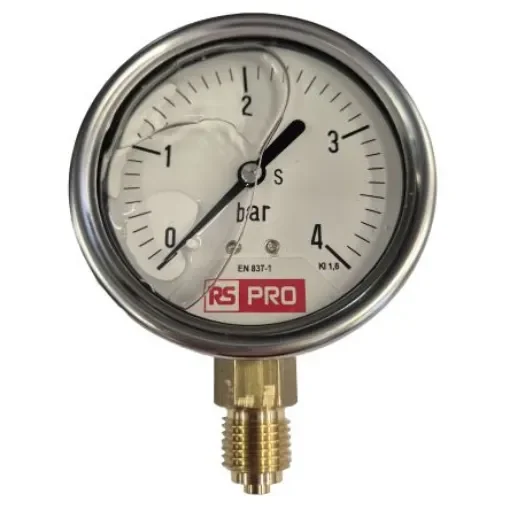 RS PRO BSP 1/4 Analogue Pressure Gauge 4bar Bottom Entry 63mm Outside Diameter - 180001 product image