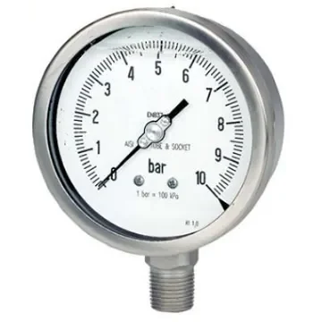 RS PRO BSP 1/2in Analogue Pressure Gauge 1bar Bottom Entry 100mm Outside Diameter - 180006 product image