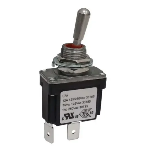 RS PRO Toggle Switch, Panel Mount, On-(Off), SPST, Quick Connect Terminal, 125, 250V ac - 186250 product image