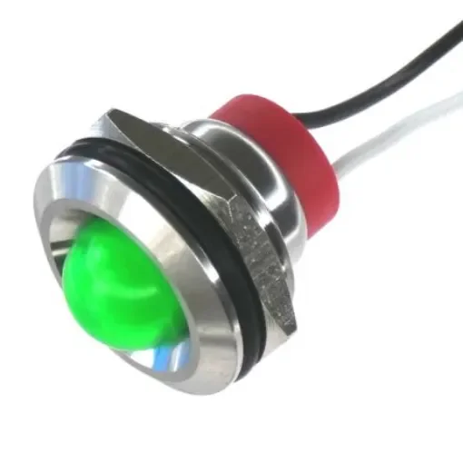CML Innovative Technologies PL19SL Series Green Panel LED, 12V, 19mm Mounting Hole Size, Lead Wires Termination, IP67 - PL19SL122 product image