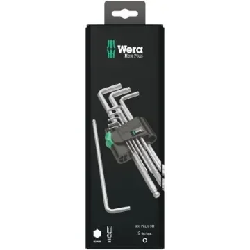 Wera 9 piece L Shape Metric Hex Key Set, 1 x 1.5x90 mm, 1 x 2.0x100 mm, 1 x 2.5x112 mm, 1 x 3.0x126 mm, 1 x 4.0x140 mm, - 05073391001 product image