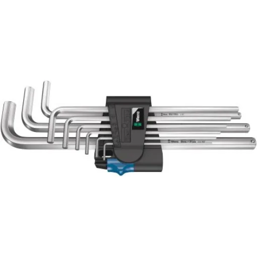 Wera 9 piece L Shape Metric Hex Key Set, 1 x 1.5x90 mm, 1 x 2.0x100 mm, 1 x 2.5x112 mm, 1 x 3.0x126 mm, 1 x 4.0x140 mm, - 05022130001 product image