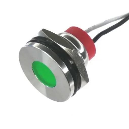 CML Innovative Technologies PL19SL Series Green Panel LED, 12V, 19mm Mounting Hole Size, Lead Wires Termination, IP67 - PL19SL022 product image