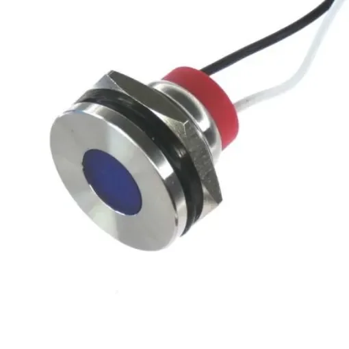 CML Innovative Technologies PL19SL Series Blue Panel LED, 12V, 19mm Mounting Hole Size, Lead Wires Termination, IP67 - PL19SL052 product image