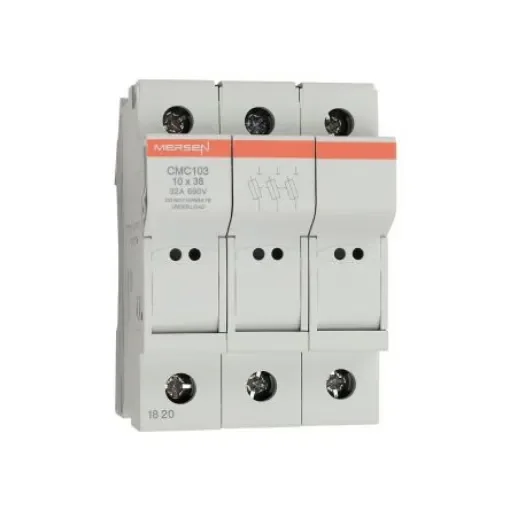 Mersen 32A Rail Mount Fuse Holder for 10 x 38mm Fuse, 3P, 690V ac - E1062696 / CMC103 product image