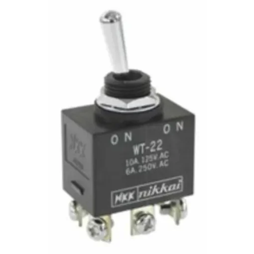 NKK Switches Toggle Switch, Panel Mount, On-On, DPDT, Screw Terminal - WT22T product image