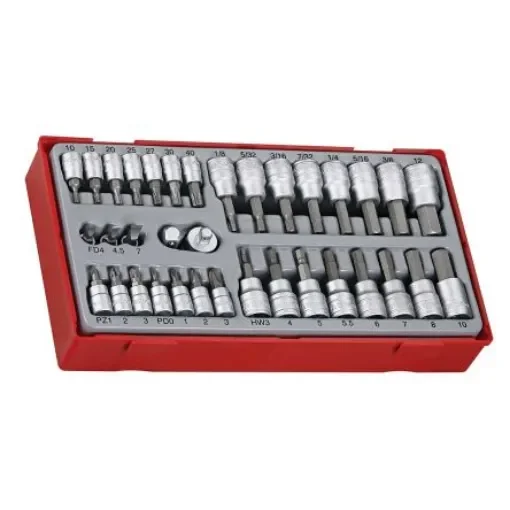 Teng Tools 35-Piece Imperial, Metric 1/4 in Bit Socket Set , Hex Bit; Phillips Bit; Pozidriv Bit; Slotted Bit; Torx Bit - TTBS35 product image