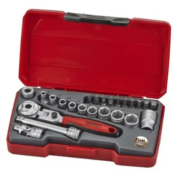 Teng Tools 20-Piece Metric 1/4 in Standard Socket/Bit Set with Ratchet, 6 point; Hex Bit; Phillips Bit; Slotted Bit; - T1424S product image