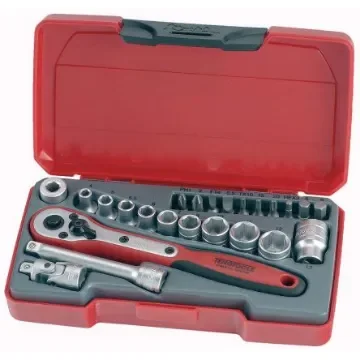 Teng Tools 24-Piece Metric 1/4 in Standard Socket/Bit Set with Ratchet, 6 point; Hex Bit; Phillips Bit; Slotted Bit; - T1424 product image
