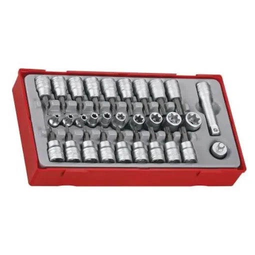 Teng Tools 30-Piece 3/8 in Standard Socket/Bit Set with Ratchet, e-Torx; Torx Bit - TTTX30 product image