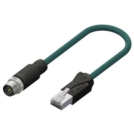 RS PRO, 500mm Cat5e, Teal M12 to Male RJ45 Male, Terminated PUR Sheath - 2080549 product image