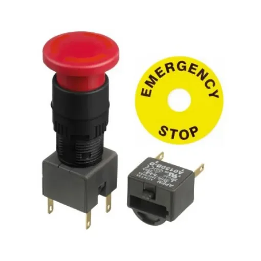 APEM A01ES Series Twist Release Emergency Stop Push Button, Panel Mount, 16mm Cutout, 2NC, IP65 - A01ES-DM+A0154B-D+A01YL1 product image