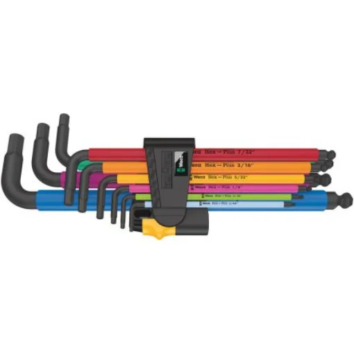 Wera 9 piece L Shape Imperial Hex Key Set, 1 x 5/64x101 mm, 1 x 3/32x112 mm, 1 x 1/8x123 mm, 1 x 5/32x137 mm, 1 x - 05022640001 product image
