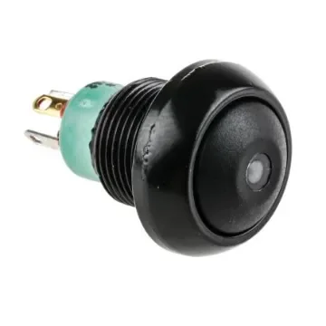 APEM Illuminated Push Button Switch, Momentary, Panel Mount, 13.6mm Cutout, SPST, Green LED, 28V dc, IP67 - IPR3SAD2L0G product image