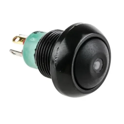 APEM Illuminated Push Button Switch, Momentary, Panel Mount, 13.6mm Cutout, SPST, Green LED, 28V dc, IP67 - IPR3SAD2L0G product image
