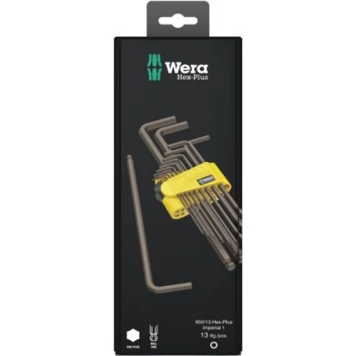 Wera 13 piece L Shape Imperial Hex Key Set, 1 x 5/64x100 mm, 1 x 3/32x112 mm, 1 x 7/64x119 mm, 1 x 1/8x126 mm, 1 x - 05021721001 product image