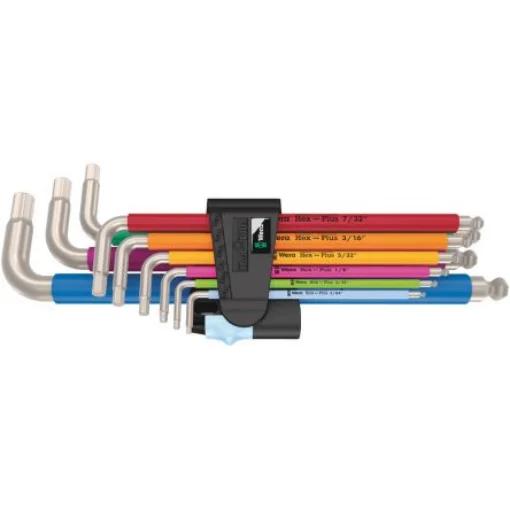 Wera 9 piece L Shape Imperial Hex Key Set, 1 x 5/64x101 mm, 1 x 3/32x112 mm, 1 x 1/8x123 mm, 1 x 5/32x137 mm, 1 x - 05022860001 product image