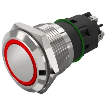 EAO 82 Series Illuminated Illuminated Push Button Switch, Latching, Panel Mount, 19mm Cutout, SPDT, Red LED, 240V, - 82-5552.2113 product image