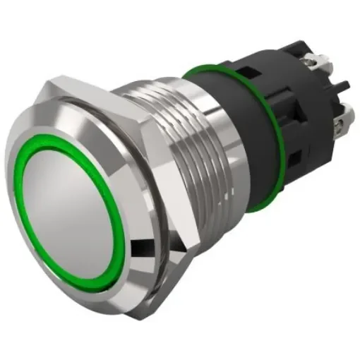 EAO 82 Series Illuminated Illuminated Push Button Switch, Latching, Panel Mount, 19mm Cutout, SPDT, Green LED, 240V, - 82-5552.2134 product image
