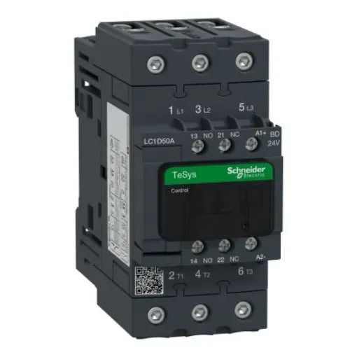 Schneider Electric TeSys D Contactor, 24 V dc Coil, 3-Pole, 50 A, 30 kW, 3NO - LC1D50ABD product image