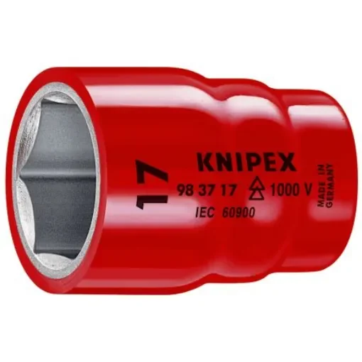 Knipex 3/8 in Drive 3/8in Insulated Standard Socket, 6 point, 19mm, VDE/1000V, 49 mm Overall Length - 98 37 19 product image