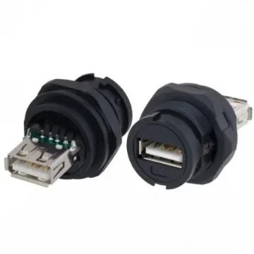 L-Com Straight, Panel Mount, Plug- Single Port Type Type A 2 IP67 USB Connector - U2C00003 product image