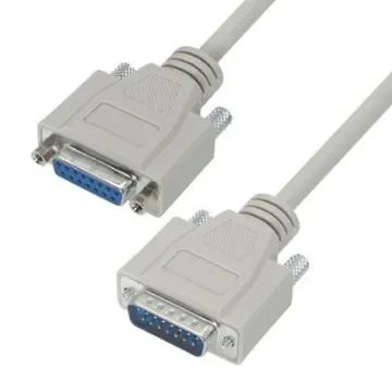 L-Com Male 15 Pin D-sub to Female 15 Pin D-sub Cable assembly, 2.5ft PVC - CSMN15MF-2.5 product image