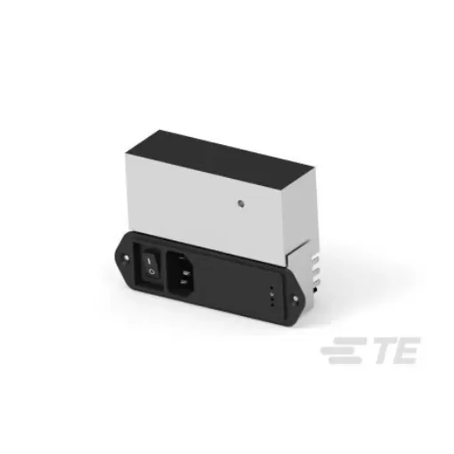 TE Connectivity 3A, 240 V ac Male Flange Mount IEC Inlet Filter 1-6609132-0, Faston 2 Fuse product image