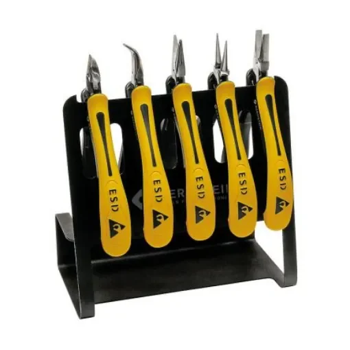Bernstein 3-650-V 5-Piece Plier Set, Angled, Bent, Flat, Straight Tip, ESD, 120 mm Overall product image