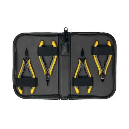 Bernstein 3-680 4-Piece Plier Set, Angled, Bent, Flat, Straight Tip, ESD, 130 mm Overall product image