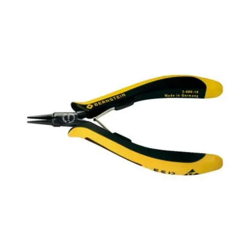 Bernstein 3-688-15 Flat Nose Pliers, 130 mm Overall, Pointed, Straight Tip, 18mm Jaw, ESD product image