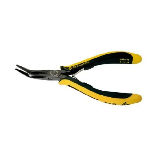 Bernstein 3-689-15 Nose pliers, 145 mm Overall, Bent Tip, 39mm Jaw, ESD product image