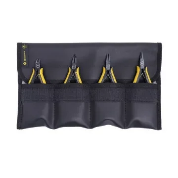 Bernstein 3-960-E 4-Piece Plier Set, Angled, Bent, Flat, Straight Tip, ESD, 130 mm Overall product image