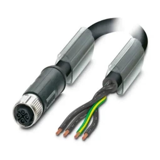 Phoenix Contact Straight Free Ends to Straight Female 4 way M12 Power Cable, 20m - 1100838 product image