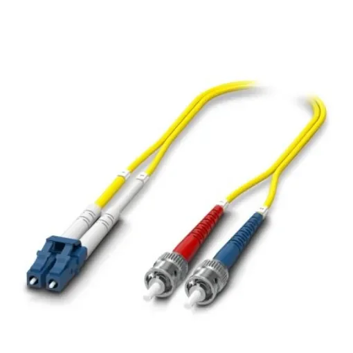 Phoenix Contact LC to ST x 2 Duplex Single Mode OS2 Fibre Optic Cable, 900µm, Yellow, 5m - 1115592 product image