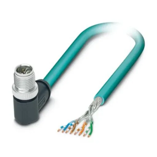 Phoenix Contact, 5m Cat6a, Light Blue M12 to Male Free Ends, Shielded Shielded, Terminated Polyurethane Sheath - 1080718 product image