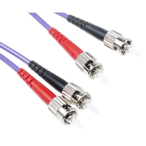 RS PRO ST to ST Duplex Multi Mode OM3 Fibre Optic Cable, 50/125µm, Purple, 5m - 5366462 product image