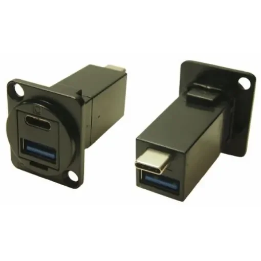 Straight, Panel Mount, Socket- Dual Port Type USB USB3.0 A-A USB Connector - CP30235MB product image