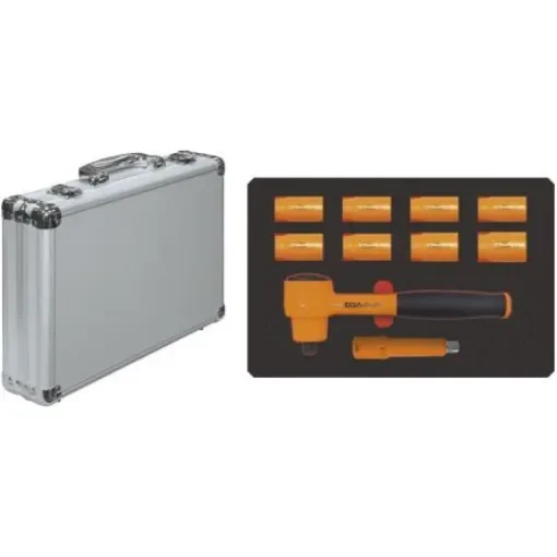 Ega-Master 10-Piece Imperial, Metric 1/2 in Standard Socket Set with Ratchet, Hexagon, VDE/1000V - 79074 product image