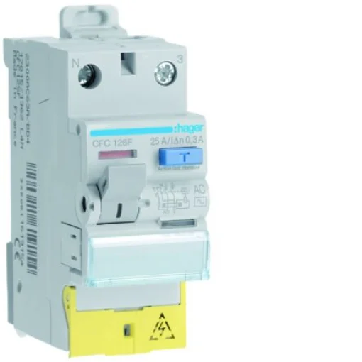 Hager CFC RCCB, 25A, 1P+N Pole, 300mA, Type AC, 230V ac - CFC126F product image