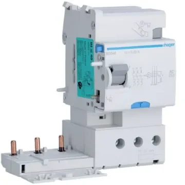 Hager BD Series RCCB, 40A, 3 Pole, 30mA, Type AC, 400V - BD346 product image