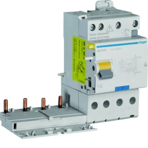 Hager BDF Series RCCB, 40A, 4 Pole, 30mA, Type F - BDF840 product image