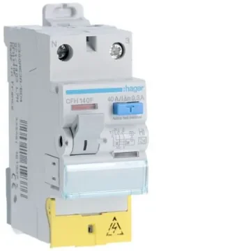 Hager CFH RCCB, 40A, 1P+N Pole, 300mA, Type A-HI, 230V ac - CFH140F product image