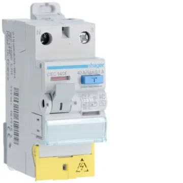 Hager CEC RCCB, 40A, 1P+N Pole, 100mA, Type AC, 230V ac - CEC140F product image