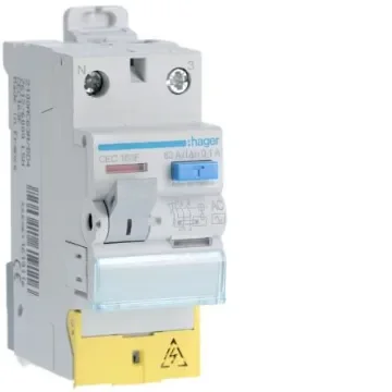Hager CEC RCCB, 63A, 1P+N Pole, 100mA, Type AC, 230V ac - CEC163F product image